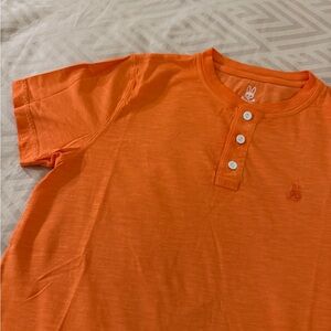 Psycho Bunny Vibrant Orange Short Sleeve Henley polo tee